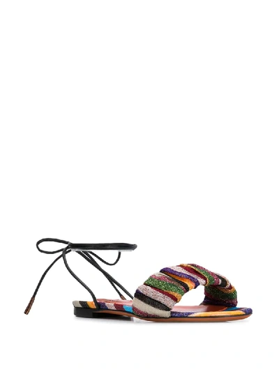 Shop Missoni Striped Lace-up Sandals In Green