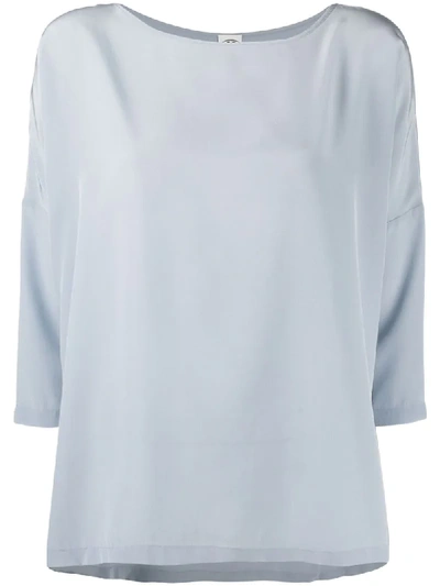 Shop M Missoni Cropped Sleeve Silk T-shirt In Blue