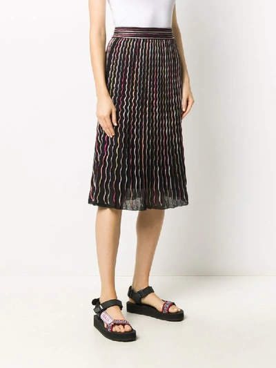 Shop M Missoni Contrast Piped Knit Skirt In Black