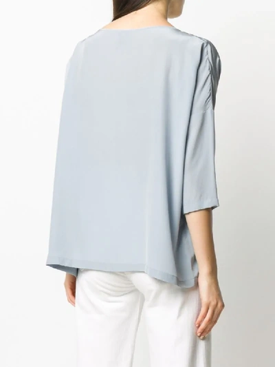 Shop M Missoni Cropped Sleeve Silk T-shirt In Blue