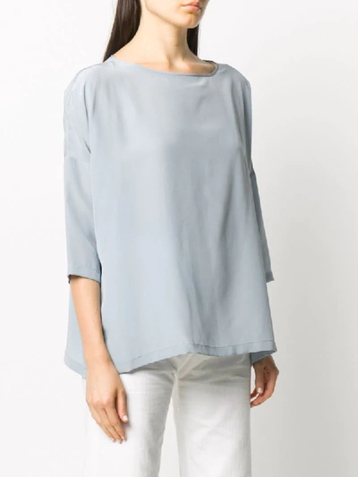 Shop M Missoni Cropped Sleeve Silk T-shirt In Blue