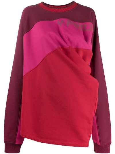 Shop Y/project Contrast Panel Draped Sweater In Pink