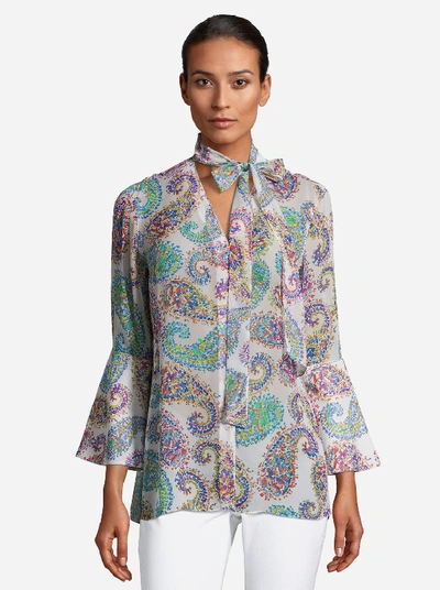 Shop Robert Graham Adalynn Paisley Printed Silk Blouse In White