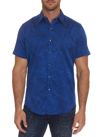 Shop Robert Graham Andretti Short Sleeve Shirt In Navy