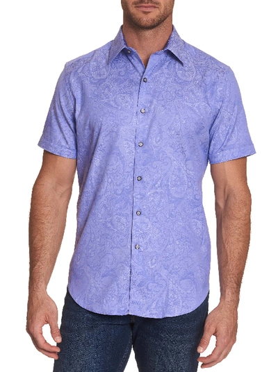 Shop Robert Graham Andretti Short Sleeve Shirt Tall In Purple
