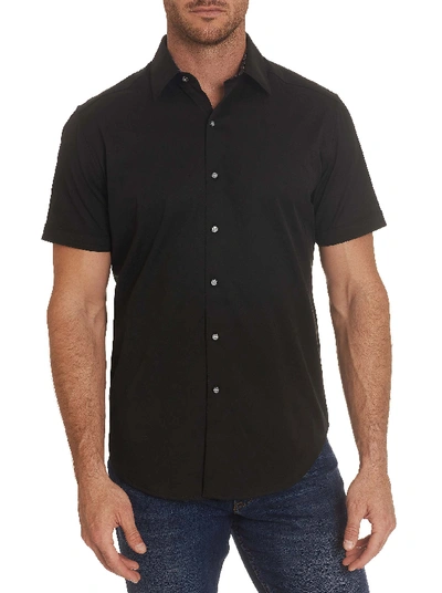 Shop Robert Graham Andretti Short Sleeve Button Down Shirt Big In Black