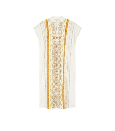 Shop Tory Burch Ribbon Embellished Caftan In White