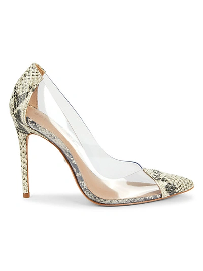Shop Schutz Cendi Snake-embossed Clear Pumps In White