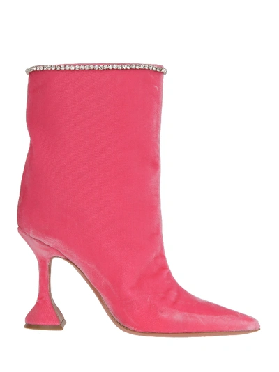 Shop Amina Muaddi Mia Boots In Fuxia