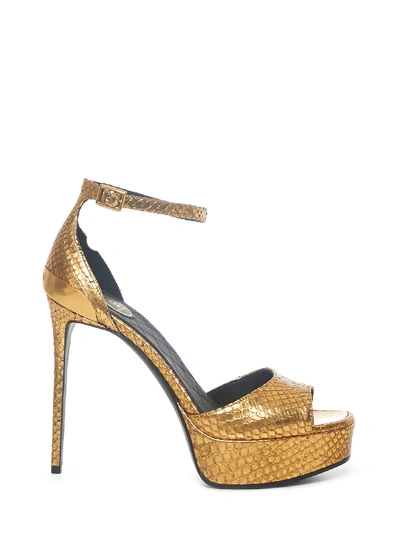 Shop Balmain Paris Sandals In Gold