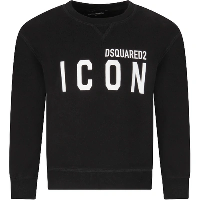 Shop Dsquared2 Black Boy Sweatshirt With White Logo