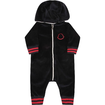 Shop Moncler Blue Babygrow For Babykids With Iconic Patch