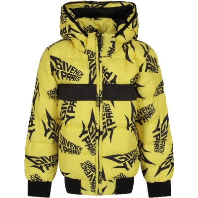 Shop Givenchy Yellow Jacket With Black Logos For Boy