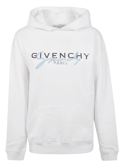 Shop Givenchy Logo Hoodie In White