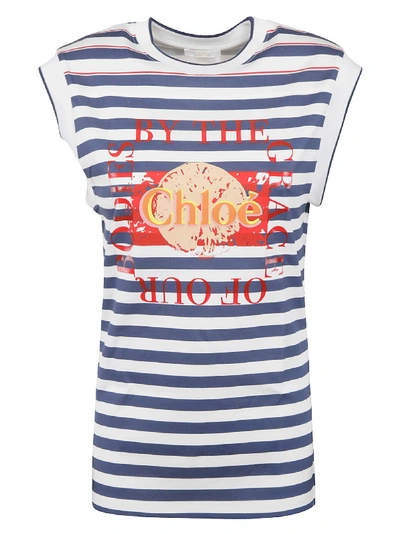 Shop Chloé Logo Stripe Tank Top In White