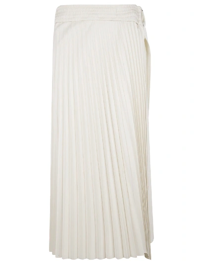 Shop Moncler Pleated Long Skirt In White