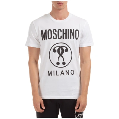 Shop Moschino Double Question Mark T-shirt In Bianco