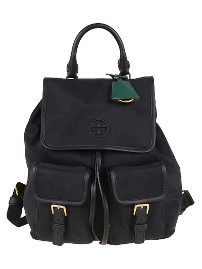 Shop Tory Burch Perry Nylon Flap Backpack In Black