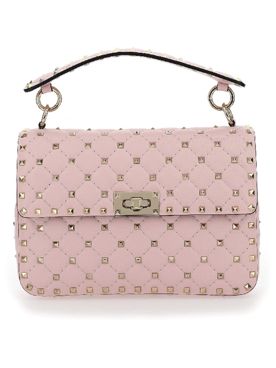 Shop Valentino Medium Rockstuds Shoulder Bag In Rose Quartz