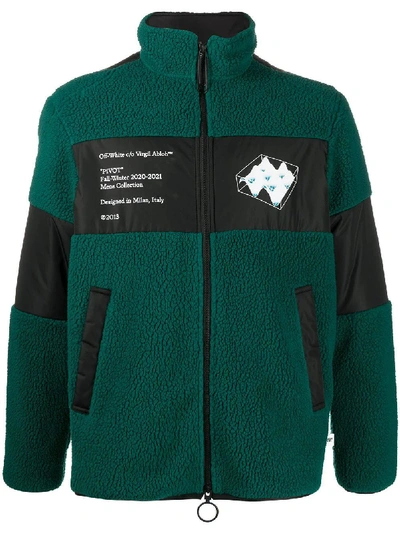 Shop Off-white Dark Green Fleece Jacket
