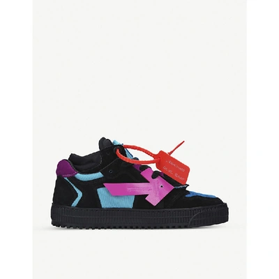 Shop Off-white Low 3.0 Contrast-panel Suede And Canvas Trainers In Blue Other