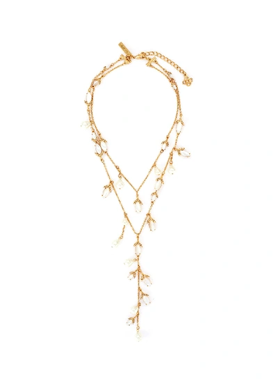 Shop Oscar De La Renta Mother Of Pearl Layered Necklace In Metallic