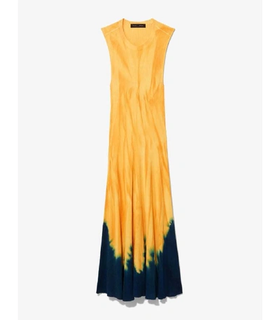 Shop Proenza Schouler Dipped Tie Dye Knit Dress In Orange/blue/yellow