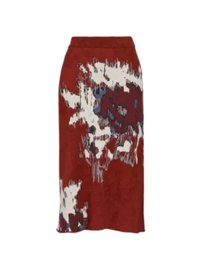 Shop Kenzo Seasonal Jacquard Knit Pencil Skirt In Moroccan Brown