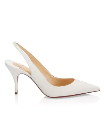 Shop Christian Louboutin Clare Leather Slingback Pumps In Bianco