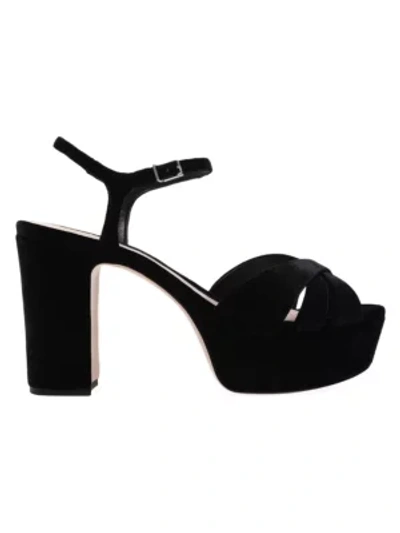 Shop Schutz Women's Keefa Velvet Platform Sandals In Black