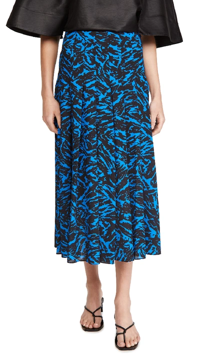 Shop Jason Wu Zebra Print Pleated Skirt In Electric Blue