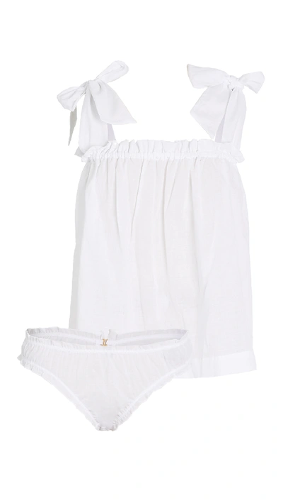 Shop Le Petit Trou Lou Nightdress With Briefs In White