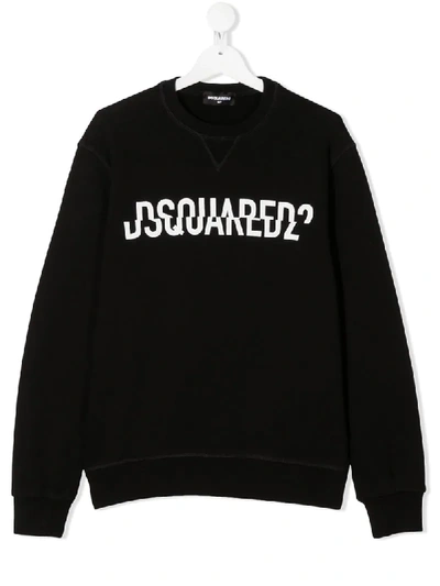 Shop Dsquared2 Teen Split Logo-print Sweatshirt In Black