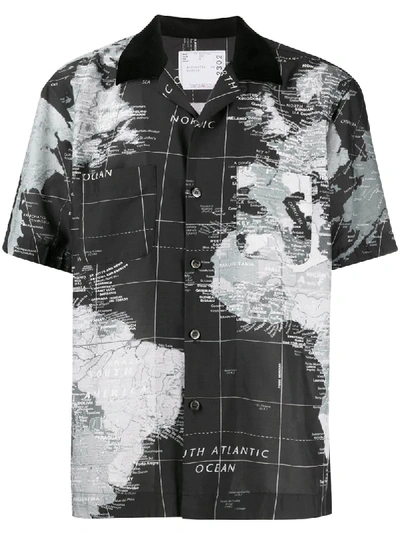 Shop Sacai Map Of The World Shirt In Black