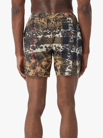 Shop Burberry Camouflage Check Swim Shorts In Neutrals
