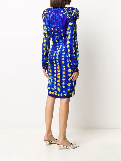 Shop Moschino Matador Print Dress In Blue