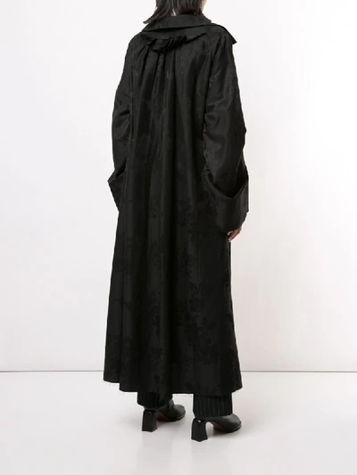 Shop Aganovich Deconstructed Floral Jacquard Coat In Black