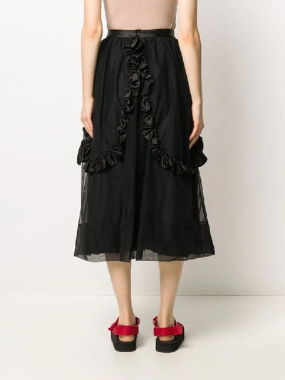 Shop Simone Rocha Ruffled Mesh Skirt In Black