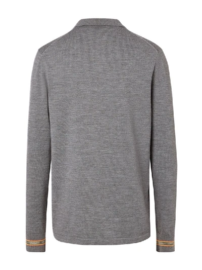 Shop Burberry Icon Stripe Polo Shirt In Grey