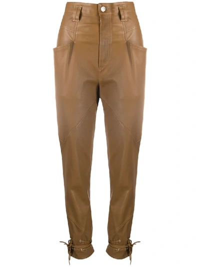 Shop Isabel Marant Badeloisa Slim-fit Leather Trousers In Brown
