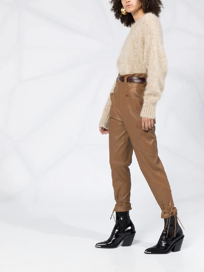 Shop Isabel Marant Badeloisa Slim-fit Leather Trousers In Brown