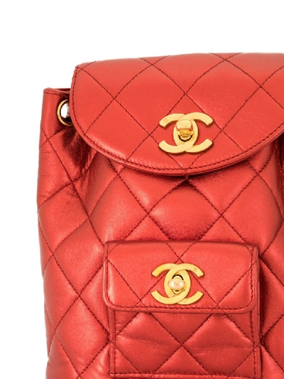 Pre-owned Chanel 1992 Quilted Backpack In Red
