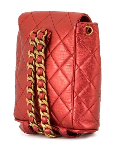 Pre-owned Chanel 1992 Quilted Backpack In Red