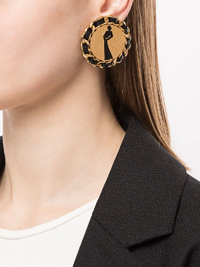 Pre-owned Chanel Mademoiselle Button Earrings In Gold