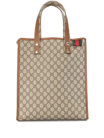 Pre-owned Gucci Shelly Gg Tote In Brown
