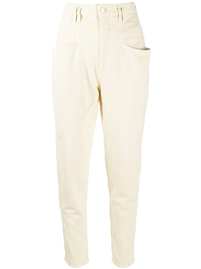 Shop Isabel Marant Wide-pocket Cotton Tapered Trousers In White