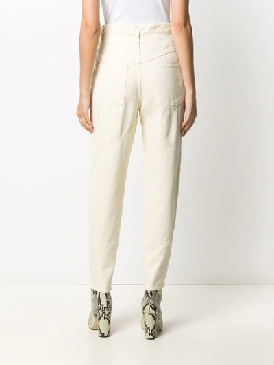 Shop Isabel Marant Wide-pocket Cotton Tapered Trousers In White
