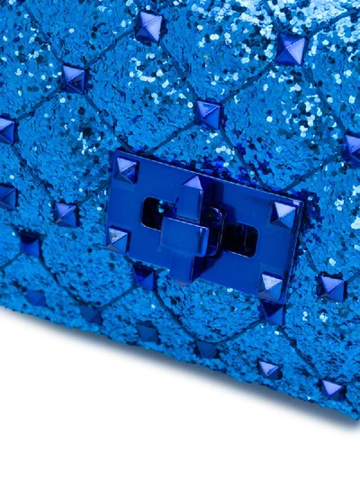 Shop Valentino Small Metallic Rockstud Spike Crossbody Bag In Blue