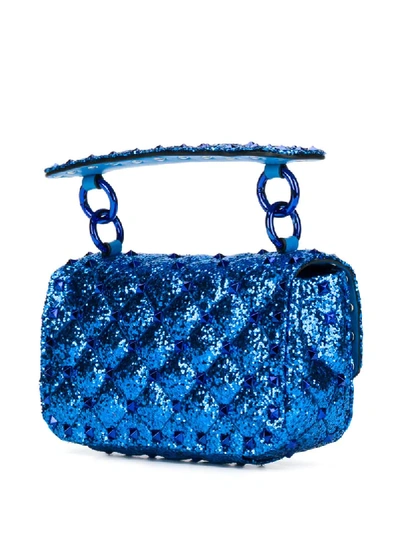 Shop Valentino Small Metallic Rockstud Spike Crossbody Bag In Blue