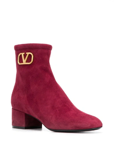 Shop Valentino Vlogo Signature Ankle Boots In Red